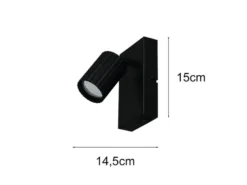 LED Innen Wandstrahler Schwarz mit Schalter, Spot schwenkbar, Höhe 15cm