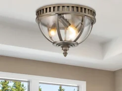 LED Jugendstil Deckenleuchte für Innen & Außen, Bronze Ø30,5cm