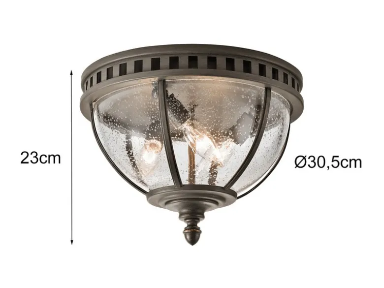 LED Jugendstil Deckenleuchte für Innen & Außen, Anthrazit Ø30,5cm