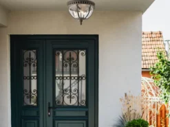 LED Jugendstil Deckenleuchte für Innen & Außen, Anthrazit Ø30,5cm