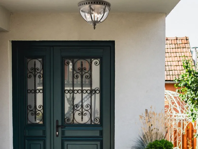 LED Jugendstil Deckenleuchte für Innen & Außen, Anthrazit Ø30,5cm
