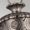 LED Jugendstil Pendelleuchte aus massivem Stahl in Silber Antik, Ø 37cm