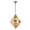 LED Jugendstil Pendelleuchte aus massivem Stahl in Messing brüniert, Ø 37cm