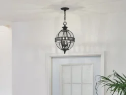 LED Jugendstil Pendelleuchte für Innen & Außen, Anthrazit Ø30,5cm