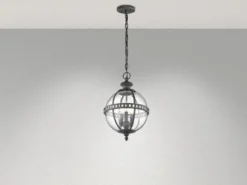 LED Jugendstil Pendelleuchte für Innen & Außen, Anthrazit Ø30,5cm