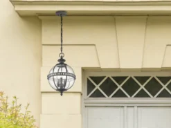 LED Jugendstil Pendelleuchte für Innen & Außen, Anthrazit Ø30,5cm