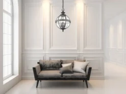 LED Jugendstil Pendelleuchte für Innen & Außen, Anthrazit Ø30,5cm