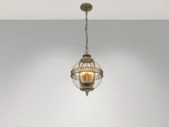 LED Jugendstil Pendelleuchte für Innen & Außen, Bronze Ø30,5cm