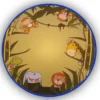 LED Kinderzimmer Wandlampe Gelb Grün mit wilden Tieren, Ø25cm