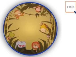 LED Kinderzimmer Wandlampe Gelb Grün mit wilden Tieren, Ø25cm