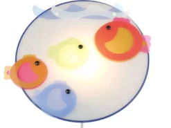 LED Kinderzimmer Wandlampe KLEINE FISCHE, bruchsicherer Schirm, Ø 25cm