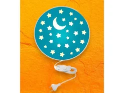LED Kinderzimmer Wandlampe mit Stecker und Schalter, Petrol Ø 25cm