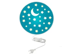LED Kinderzimmer Wandlampe mit Stecker und Schalter, Petrol Ø 25cm
