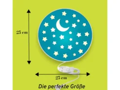 LED Kinderzimmer Wandlampe mit Stecker und Schalter, Petrol Ø 25cm