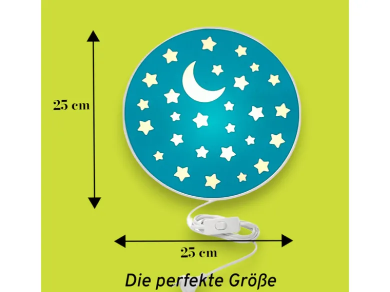 LED Kinderzimmer Wandlampe mit Stecker und Schalter, Petrol Ø 25cm