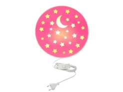 LED Kinderzimmer Wandlampe mit Stecker und Schalter, Rosé Ø 25cm