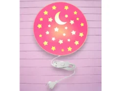 LED Kinderzimmer Wandlampe mit Stecker und Schalter, Rosé Ø 25cm