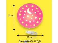 LED Kinderzimmer Wandlampe mit Stecker und Schalter, Rosé Ø 25cm