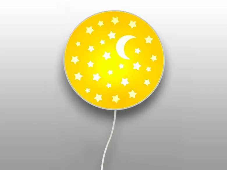 LED Kinderzimmer Wandlampe mit Stecker und Schalter, Gelb Ø 25cm