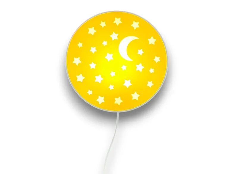 LED Kinderzimmer Wandlampe mit Stecker und Schalter, Gelb Ø 25cm