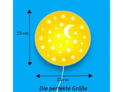 LED Kinderzimmer Wandlampe mit Stecker und Schalter, Gelb Ø 25cm