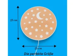 LED Kinderzimmer Wandleuchte mit Stecker und Schalter, Pfirsichfarben Ø 25cm