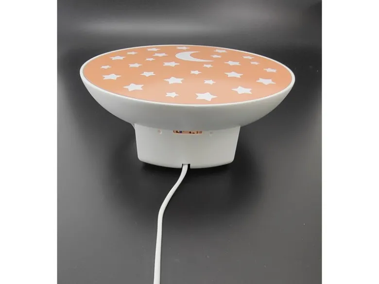 LED Kinderzimmer Wandleuchte mit Stecker und Schalter, Pfirsichfarben Ø 25cm