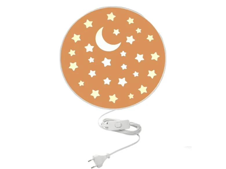 LED Kinderzimmer Wandleuchte mit Stecker und Schalter, Pfirsichfarben Ø 25cm