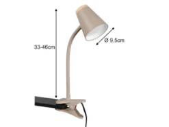 LED Klemmlampe PONGO Beige flexibel biegsam, Höhe 33cm