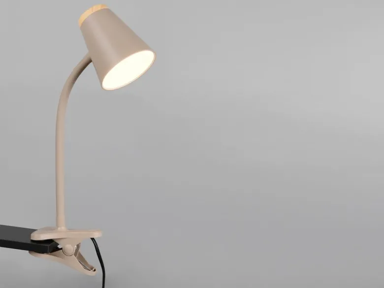 LED Klemmlampe PONGO Beige flexibel biegsam, Höhe 33cm