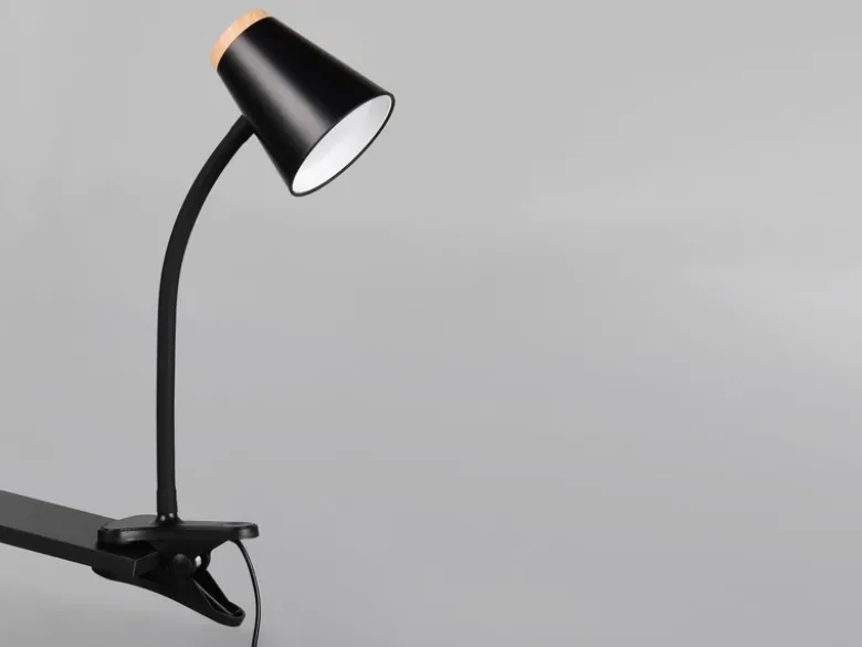 LED Klemmlampe PONGO Schwarz flexibel biegsam, Höhe 33cm