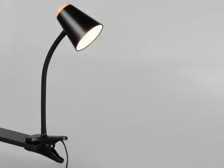 LED Klemmlampe PONGO Schwarz flexibel biegsam, Höhe 33cm