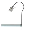 LED Klemmlampe Rauchglas Schwarz, Schwanenhals Leselampe, Breite 8,5cm