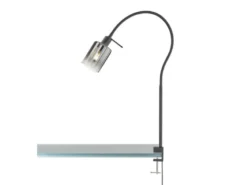 LED Klemmlampe Rauchglas Schwarz, Schwanenhals Leselampe, Breite 8,5cm