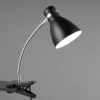 LED Klemmleuchte flexibel, Chrom & Metallschirm Schwarz, 36cm