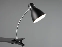 LED Klemmleuchte flexibel, Chrom & Metallschirm Schwarz, 36cm