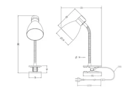 LED Klemmleuchte flexibel, Chrom & Metallschirm Schwarz, 36cm