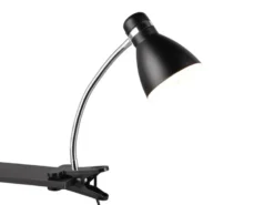 LED Klemmleuchte flexibel, Chrom & Metallschirm Schwarz, 36cm