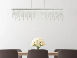 LED Kristall Pendelleuchte SCALA dimmbar mit Fernbedienung, Breite 90cm