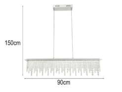 LED Kristall Pendelleuchte SCALA dimmbar mit Fernbedienung, Breite 90cm