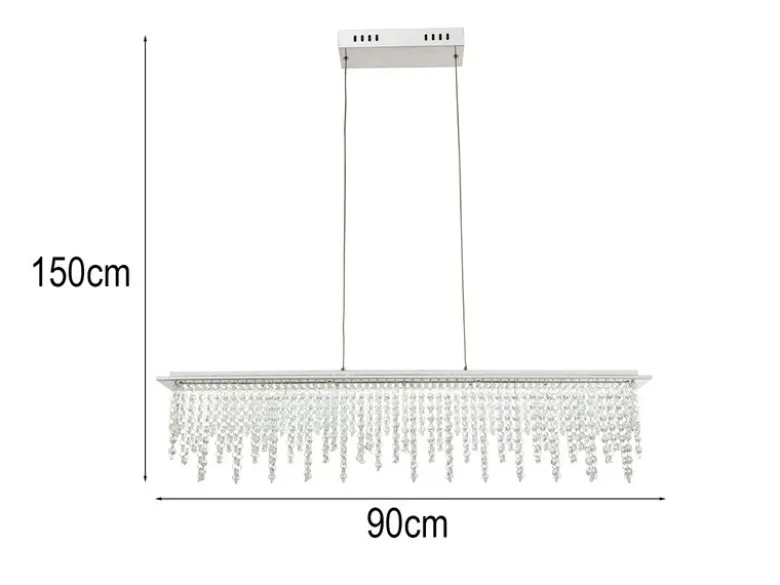 LED Kristall Pendelleuchte SCALA dimmbar mit Fernbedienung, Breite 90cm