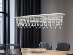 LED Kristall Pendelleuchte SCALA dimmbar mit Fernbedienung, Breite 90cm