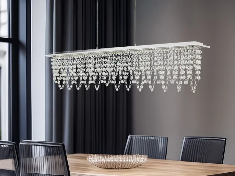 LED Kristall Pendelleuchte SCALA dimmbar mit Fernbedienung, Breite 90cm