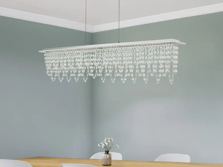 LED Kristall Pendelleuchte SCALA dimmbar mit Fernbedienung, Breite 90cm