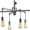 LED Kronleuchter 6-flammig Grau Antik, Wasserrohr Industrial, Ø 72cm