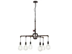 LED Kronleuchter 6-flammig Rostoptik, Wasserrohr Industrial, Ø 72cm