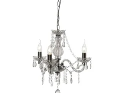 LED Kronleuchter 3-flammig Silber Chrom mit Acryl Kristall Ø 46cm