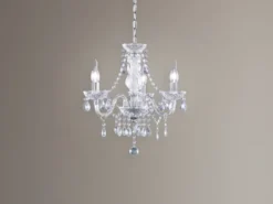 LED Kronleuchter 3-flammig Silber Chrom mit Acryl Kristall Ø 46cm