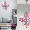 LED Kronleuchter 3-flammig Silber Chrom mit Acryl Kristall bunt Ø 46cm