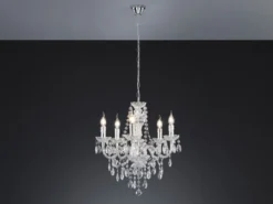 LED Kronleuchter 5-flammig Silber Chrom mit Acryl Kristall Ø 52cm